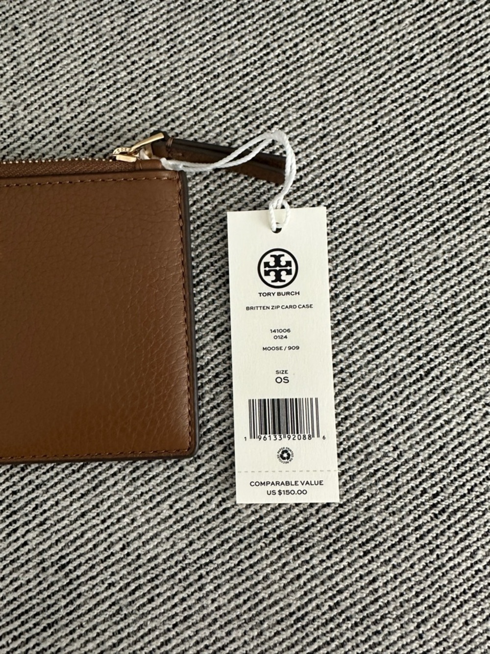NWT Tory Burch Britten Zip card case Pebbled Leather 141006 - Picture 7 of 8